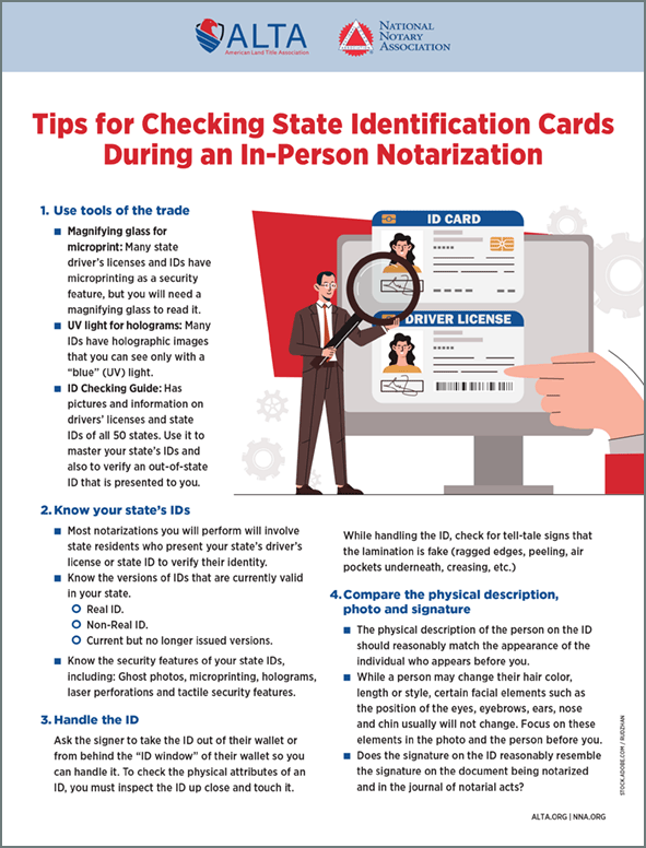 Handout - Tips for Checking State Identification Cards
During an In-Person Notarization